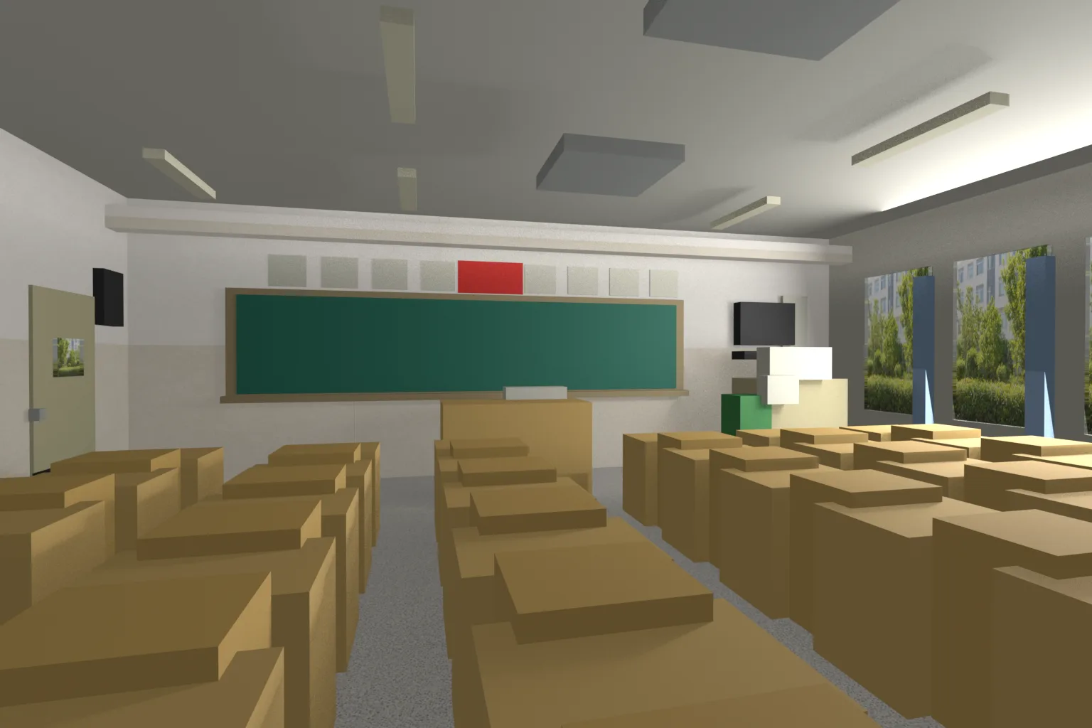 Perspective after texturing: structural textures and the window view in place