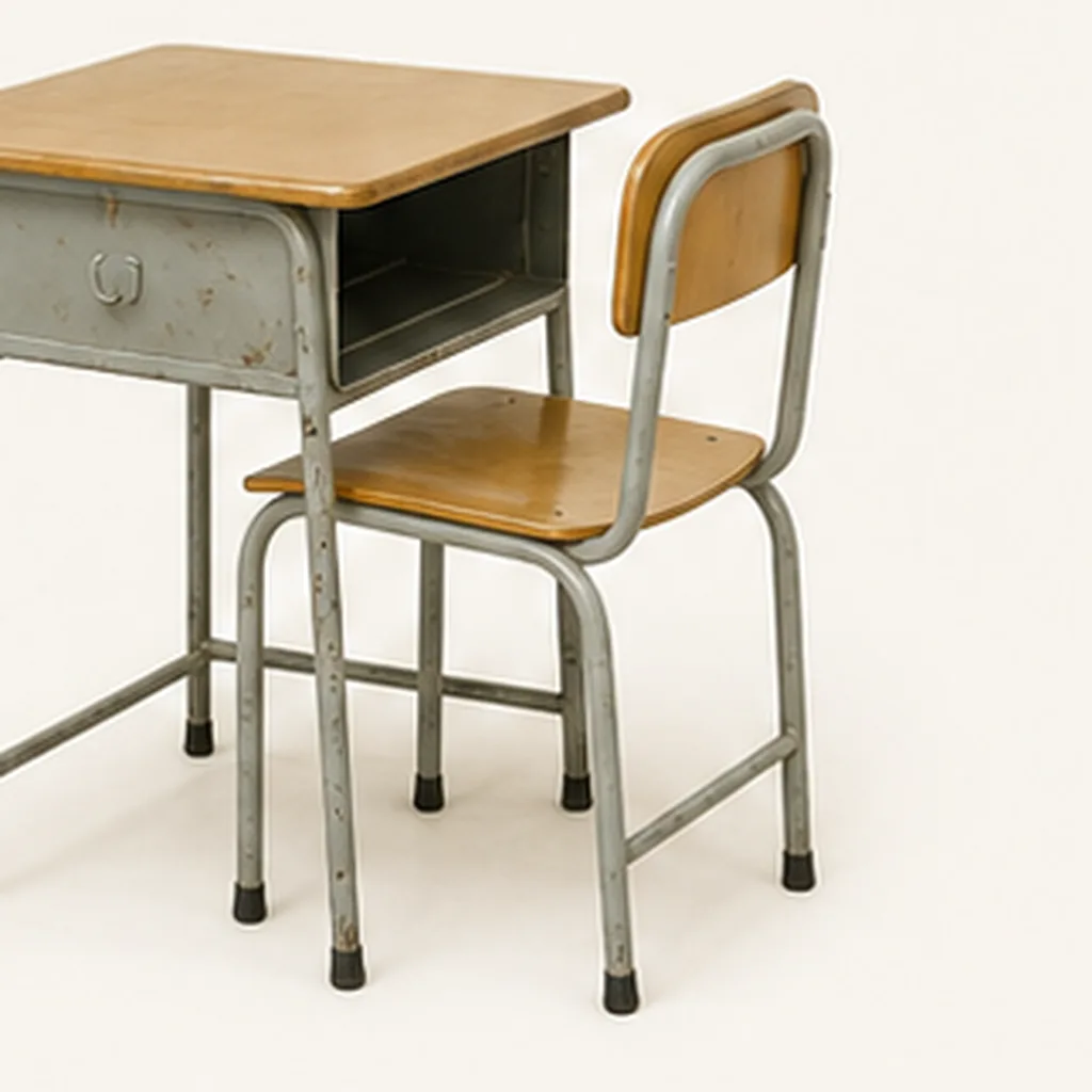 Desk-and-chair bundle reference: clean white background, clear volumes