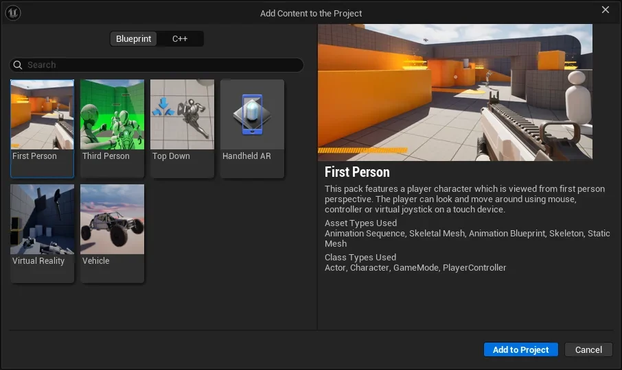 Adding the First Person feature pack.