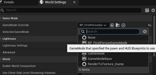 Setting the Player Start and GameMode.
