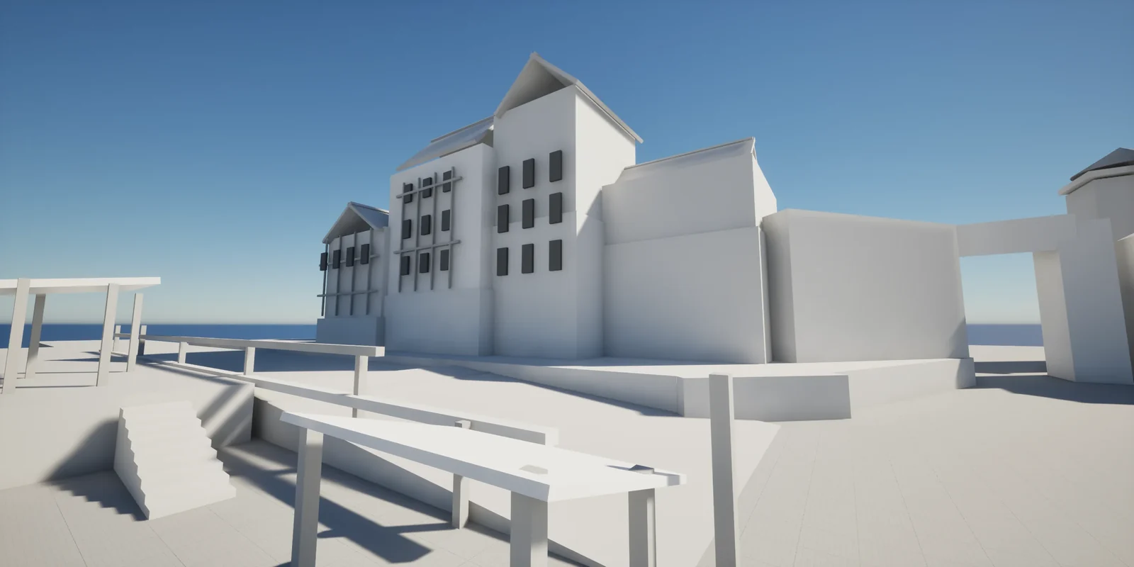 The scene blockout in Unreal.